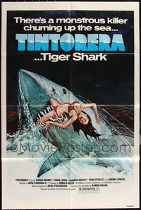 7d0609 LOT OF 7 FOLDED TINTORERA ONE-SHEETS 1977 art of monstrous tiger shark killer & victim!