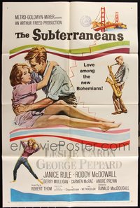 7d0631 LOT OF 6 FOLDED SUBTERRANEANS ONE-SHEETS 1960 art of Leslie Caron & George Peppard!