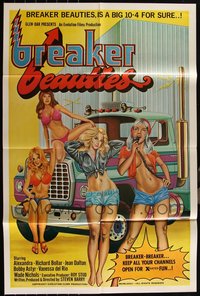 7d0708 LOT OF 3 FOLDED BREAKER BEAUTIES ONE-SHEETS 1977 it's a big 10-4 for sure, sexy trucker art!