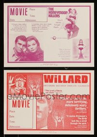 7d1132 LOT OF 38 HONEYMOON KILLERS & WILLARD HERALDS 1969 & 1971 great images & taglines!