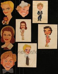 7d1114 LOT OF 8 MOVIE STAR PAPER CUT-OUTS 1940s Bette Davis, Judy Garland, Mickey Rooney & more!