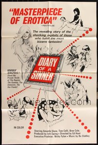 7d0401 LOT OF 27 FOLDED DIARY OF A SINNER ONE-SHEETS 1974 fulfill the most bizarre fantasies!