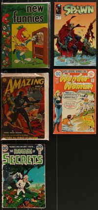 7d1130 LOT OF 4 COMIC BOOKS & 1 PULP MAGAZINE 1950s-1990s Woody Woodpecker, Spawn, Wonder Woman!