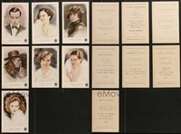 7d1119 LOT OF 7 MGM FRENCH PROMO CARDS 1920s Naillod art of Buster Keaton, Chaney, Crawford & more!