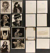 7d1042 LOT OF 8 OTTO DYAR 8X10 STILLS 1930s top photographer portraits of top Hollywood stars!