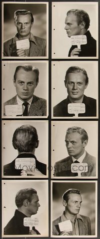 7d1108 LOT OF 20 RICHARD WIDMARK WARDROBE TEST PHOTOS 1940s referencing hair, makeup & costumes!