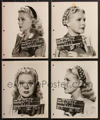 7d1074 LOT OF 4 ALICE FAYE 8X10 WARDROBE TEST PHOTOS 1940s for referencing hair, makeup & costumes!