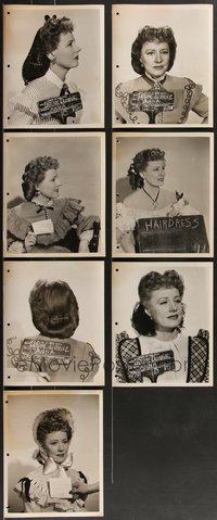 7d1060 LOT OF 7 IRENE DUNNE 8X10 WARDROBE TEST PHOTOS 1940s referencing hair, makeup & costumes!