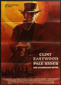 7d0328 LOT OF 4 FOLDED PALE RIDER GERMAN A1 POSTERS 1985 Grove art of cowboy Clint Eastwood!