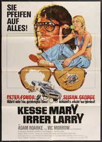 7d0301 LOT OF 14 FOLDED DIRTY MARY CRAZY LARRY GERMAN A1 POSTERS 1974 Peter Fonda, Susan George