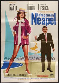 7d0324 LOT OF 6 FOLDED IT STARTED IN NAPLES GERMAN A1 POSTERS 1960 clark Gable, sexy Sophia Loren