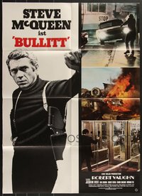 7d0336 LOT OF 3 FOLDED BULLITT R74 GERMAN A1 POSTERS R1974 Steve McQueen classic!