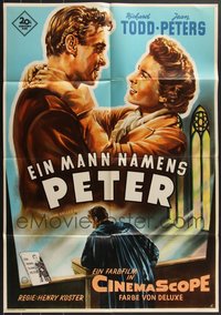 7d0321 LOT OF 7 FOLDED MAN CALLED PETER GERMAN A1 POSTERS 1955 art of Richard Todd & Jean Peters!