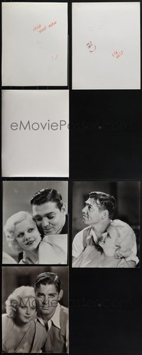 7d0183 LOT OF 3 JEAN HARLOW & CLARK GABLE 11X14 OVERSIZED RE-STRIKE STILLS 1970s close portraits!