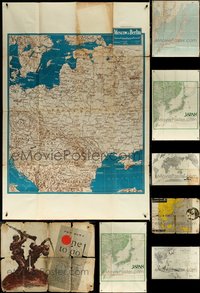 7d0075 LOT OF 9 FOLDED WORLD WAR II ORIENTATION MAPS 1940s Europe, Japan & the entire world!