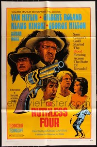 7d0634 LOT OF 6 FOLDED RUTHLESS FOUR ONE-SHEETS 1968 Van Heflin, Gilbert Roland, Kinski, Hilton!