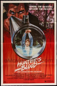 7d0639 LOT OF 6 FOLDED HUNTER'S BLOOD ONE-SHEETS 1986 where hunters become the hunted, cool art!