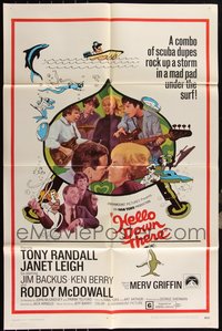 7d0600 LOT OF 8 FOLDED HELLO DOWN THERE ONE-SHEETS 1969 Tony Randall, Janet Leigh, rock 'n' roll!