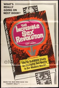 7d0428 LOT OF 24 FOLDED INCREDIBLE SEX REVOLUTION ONE-SHEETS 1965 what's really going on next door!