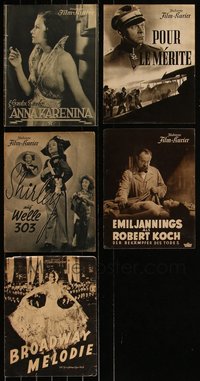 7d0341 LOT OF 5 1930S-40S GERMAN PROGRAMS 1930s-1940s Shirley Temple, Emil Jannings & more!