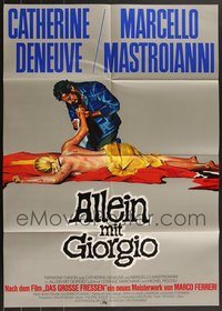 7d0322 LOT OF 7 FOLDED LIZA GERMAN A1 POSTERS 1974 art of Catherine Deneuve & Marcello Mastroianni!