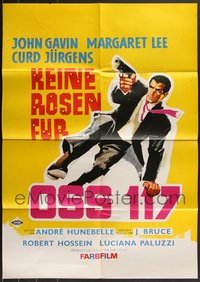 7d0304 LOT OF 12 FOLDED OSS 117 - DOUBLE AGENT GERMAN A1 POSTERS 1968 art of John Gavin with gun!