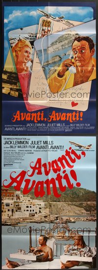 7d0312 LOT OF 9 FOLDED AVANTI GERMAN A1 POSTERS 1972 Billy Wilder, two different styles!