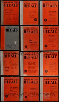 7d0220 LOT OF 12 UNCUT MOTION PICTURE HERALD EXHIBITOR MAGAZINES 1939-1947 great images & articles!