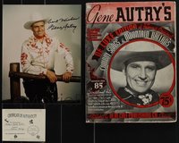 7d0153 LOT OF 2 MISCELLANEOUS GENE AUTRY ITEMS 1930s-1990s including a signed color REPRO photo!