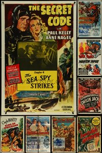 7d0577 LOT OF 9 FOLDED SERIAL ONE-SHEETS 1940s-1950s great images from a variety of movies!