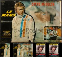 7d0193 LOT OF 5 FOLDED NON-US LE MANS POSTERS 1971 great images of race car driver Steve McQueen!