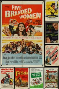 7d0489 LOT OF 18 FOLDED 1950s-1960s ONE-SHEETS 1950s-1960s great images from a variety of movies!