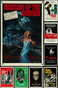 7d0508 LOT OF 16 FOLDED HORROR/SCI-FI ONE-SHEETS 1973 - 1978 great images from a variety of movies!