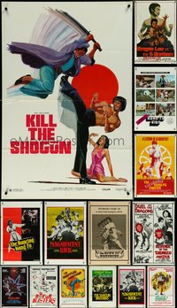 7d0520 LOT OF 15 FOLDED KUNG FU ONE-SHEETS 1970s-1980s great images from martial arts movies!