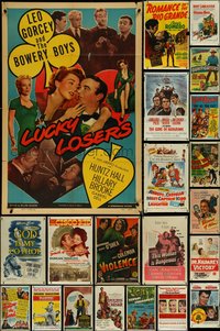 7d0450 LOT OF 22 FOLDED 1940s-1960s ONE-SHEETS 1940s-1960s great images from a variety of movies!