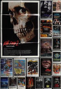 7d0381 LOT OF 30 FOLDED HORROR/SCI-FI/FANTASY ONE-SHEETS 1960s-1990s from a variety of movies!