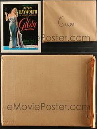 7d0023 LOT OF 100 UNFOLDED GILDA BELGIAN REPRODUCTION POSTERS 1990s art of her in sheath dress!