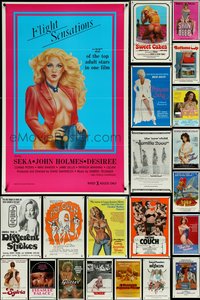 7d0016 LOT OF 62 TRI-FOLDED SEXPLOITATION ONE-SHEETS 1970s-1980s sexy images with some nudity!