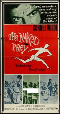 7f0239 NAKED PREY 3sh 1965 Cornel Wilde stripped & weaponless runs from African killers, ultra rare!