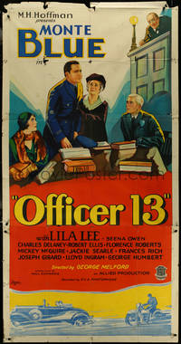 7f0241 OFFICER 13 3sh 1932 great art of policeman Monte Blue & Lila Lee in courtroom, ultra rare!