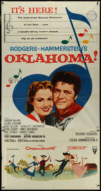 7f0242 OKLAHOMA RKO 3sh 1956 Gordon MacRae, Shirley Jones, Rodgers & Hammerstein musical, rare!