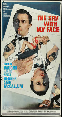 7f0248 SPY WITH MY FACE 3sh 1966 Robert Vaughn, Man from UNCLE, cool playing card design!