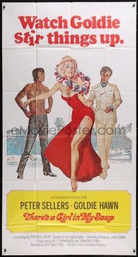 7f0251 THERE'S A GIRL IN MY SOUP style A int'l 3sh 1971 great art Peter Sellers & sexy Goldie Hawn!