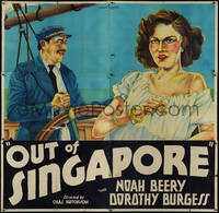 7f0217 OUT OF SINGAPORE 6sh 1932 great art of Noah Beery & sleazy girlfriend on ship, ultra rare!