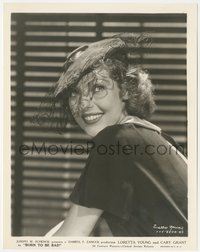 7f1443 BORN TO BE BAD 8x10 still 1934 smiling close up of sexy Loretta Young wearing veiled hat!