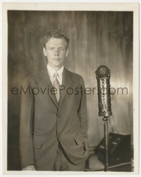 7f1446 CHARLES LINDBERGH deluxe 8x10 radio still 1920s the legendary pilot by Columbia microphone!