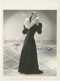 7f0032 MARSHA HUNT signed 8x11 key book still 1937 modeling evening coat of black wool & ermine fur!