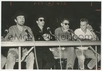 7f1490 U2 deluxe 6.75x10 still 1987 Bono, The Edge, Clayton & Mullen at press conference by Smeal!