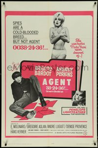 7f0902 AGENT 38-24-36 1sh 1965 Une ravissante idiote, Tony Perkins with sexy Brigitte Bardot!