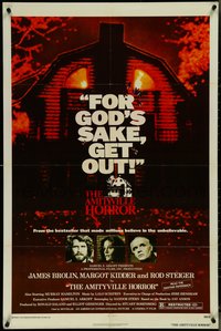 7f0913 AMITYVILLE HORROR 1sh 1979 Brolin, great image of haunted house, for God's sake get out!